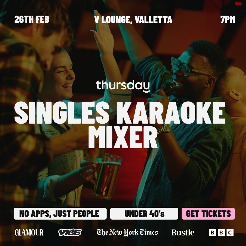Thursday | Karaoke night | V Lounge | Valletta | Age range: under 40 y.o.