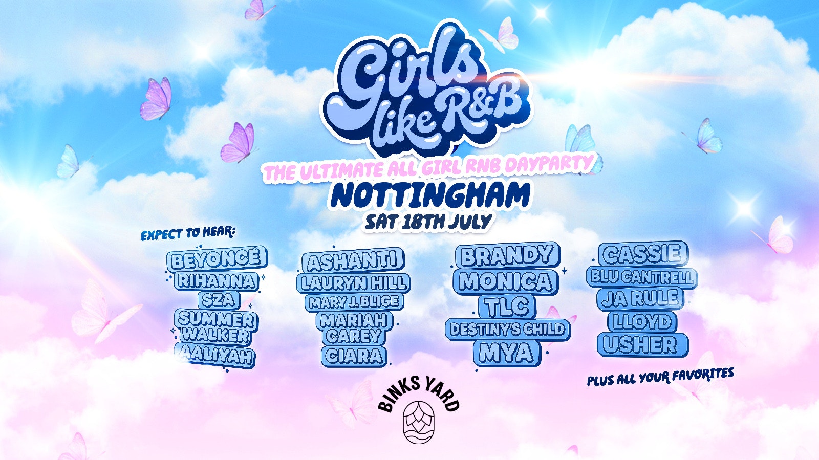 Girls Like R&B x Binks Yard Nottingham – Sat 18th July [TICKETS ON SALE NOW!]