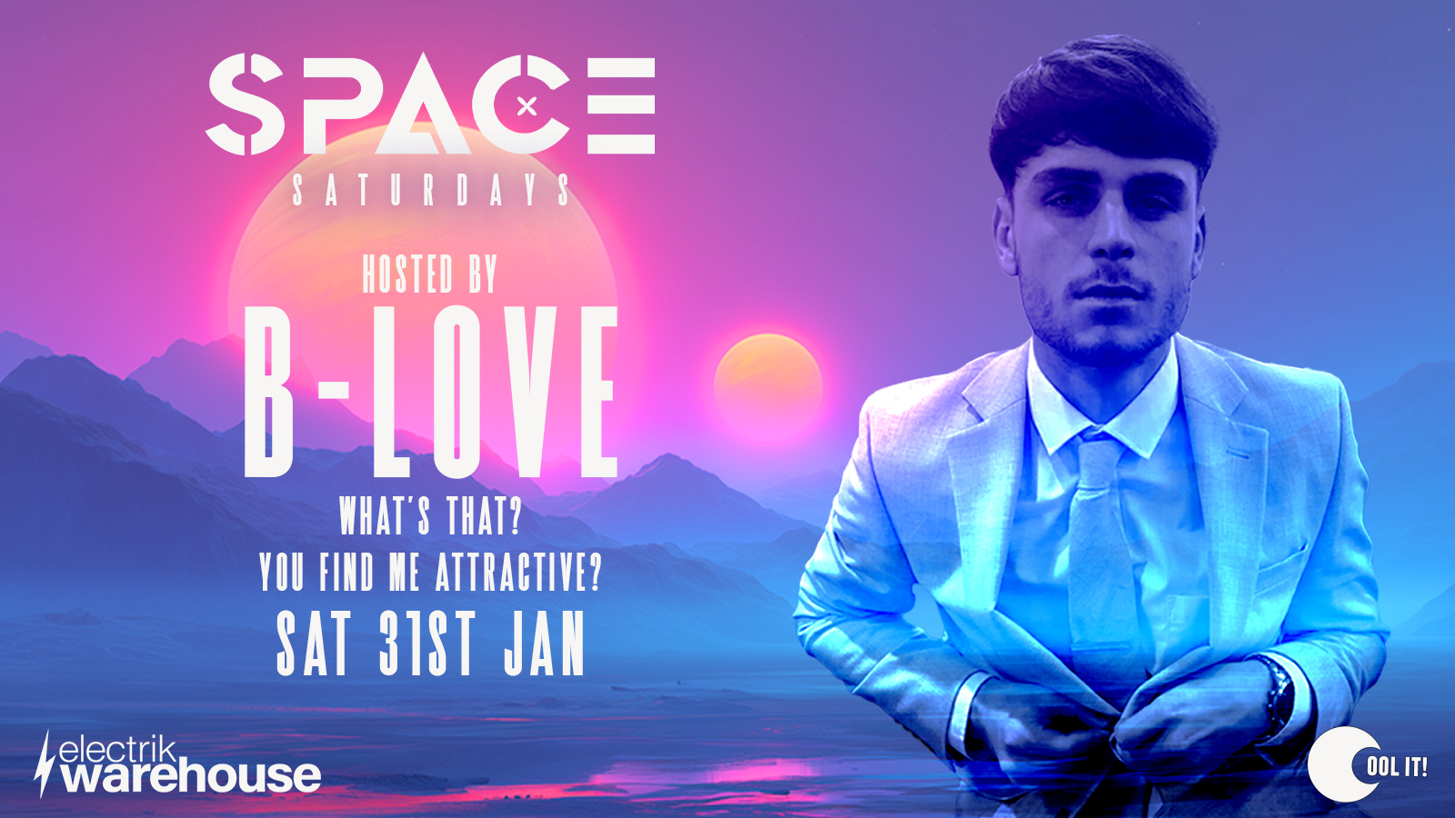 🪩 👾 SPACE SATURDAYS hosted by B – LOVE ❤️ 👾 🪩 @ The All New Electrik WAREHOUSE