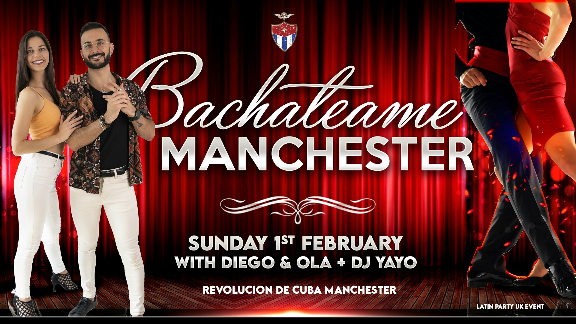 Bachateame Manchester with Diego & Ola  – Sunday 1st February | Revolution de Cuba