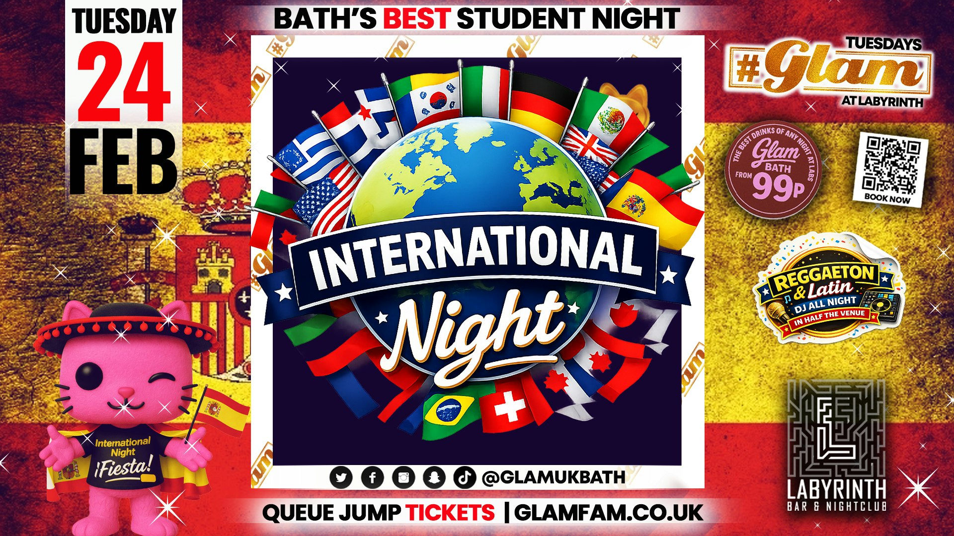 Glam – 🌎 INTERNATIONAL TAKEOVER! 🌎Tickets and Drinks from 99p!‼️Every Tuesday at Labyrinth 😻