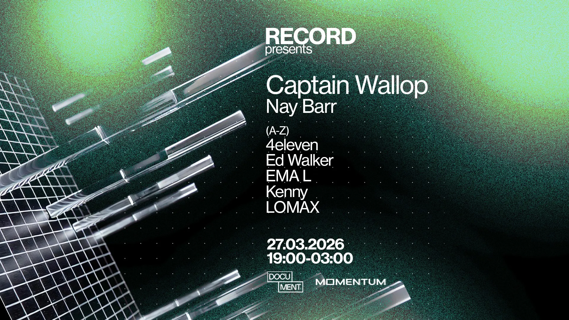 RECORD presents: Captain Wallop, Nay Barr at DOCUMENT - Events Entrance ...