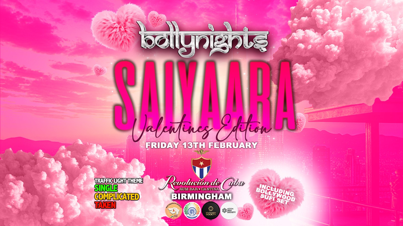 Bollynights Birmingham – Saiyaara Valentines Edition | Friday 13th February | Revolución de Cuba Birmingham