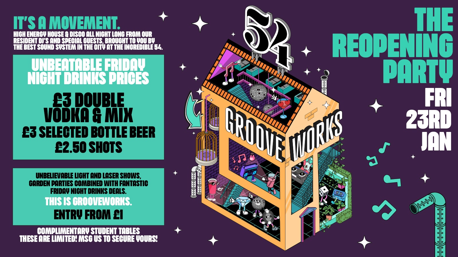 GROOVEWORKS – RETURN TO THE DISCO 🪅🎶🪩  – FRIDAY NIGHTS @ 54