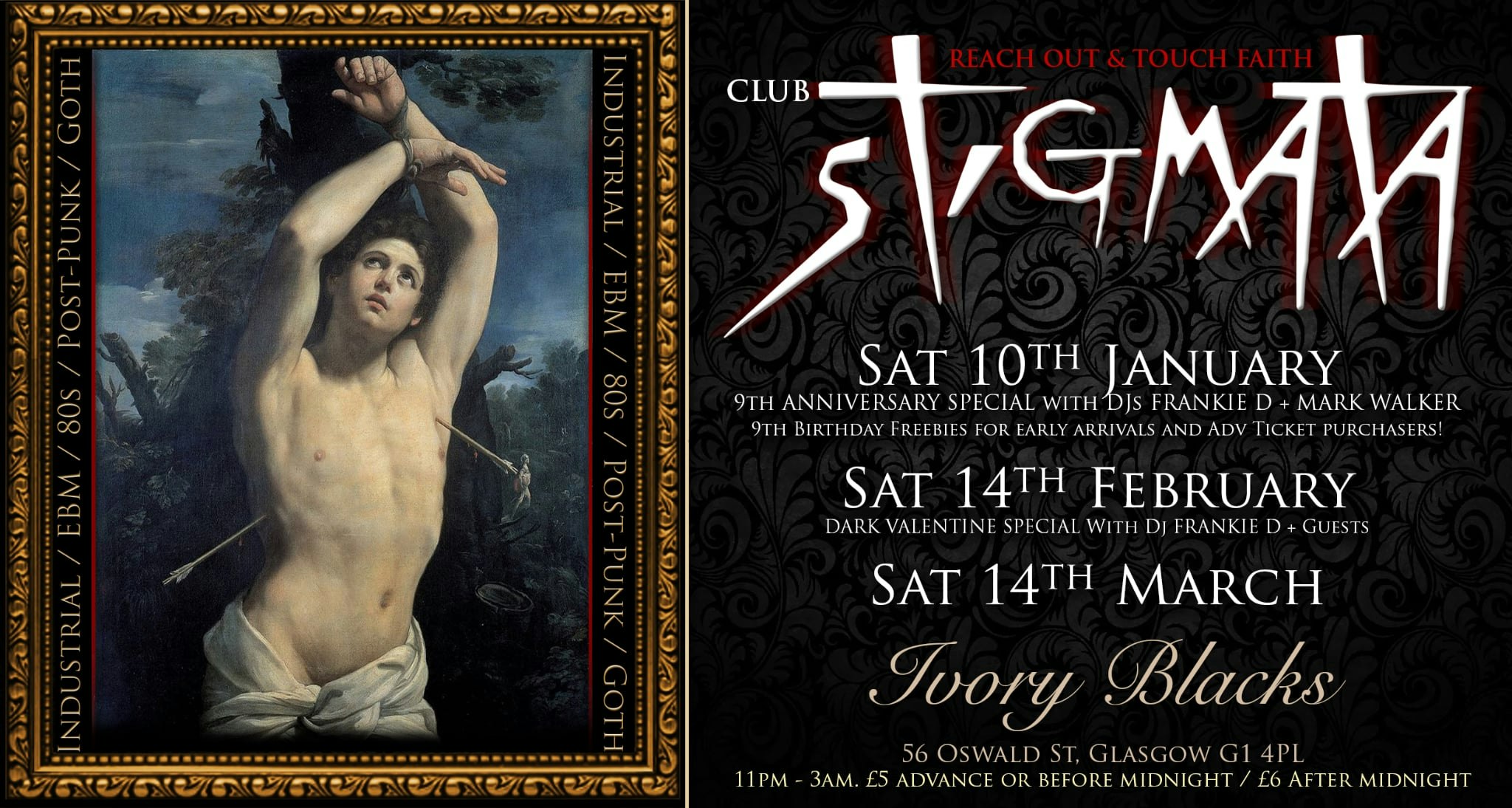 CLUB STIGMATA 9th ANNIVERSARY SPECIAL w/ Dj FRANKIE D + MARK WALKER