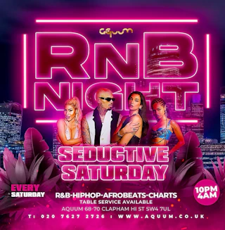 Seductive Saturdays @ Aquum Clapham // Old Skool R&B, Hip-Hop, Party Anthems // 4am Close