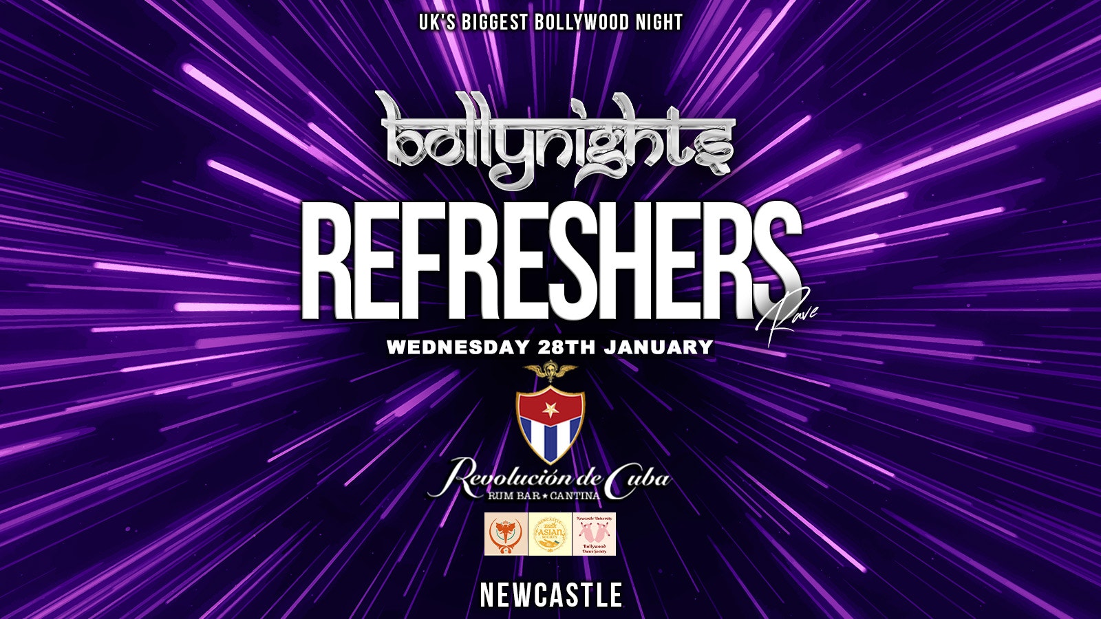 Bollynights Newcastle – Refreshers Rave | Wednesday 28th January | Revolución de Cuba