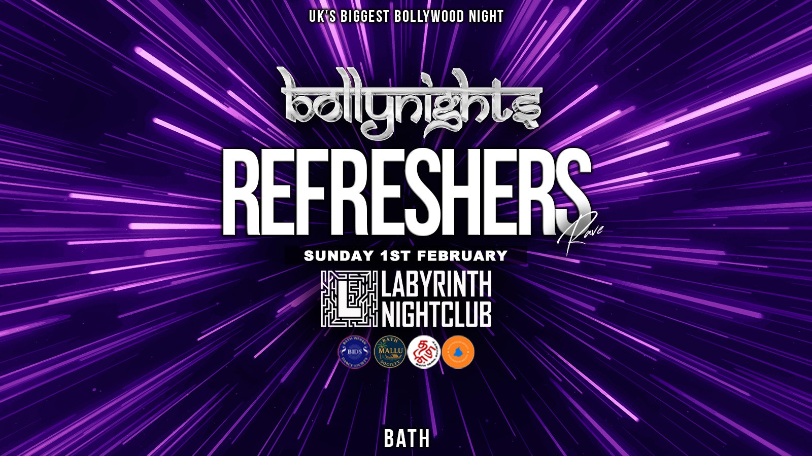 Bollynights Bath – Refreshers Rave | Sunday 1st February | Labyrinth Nightclub