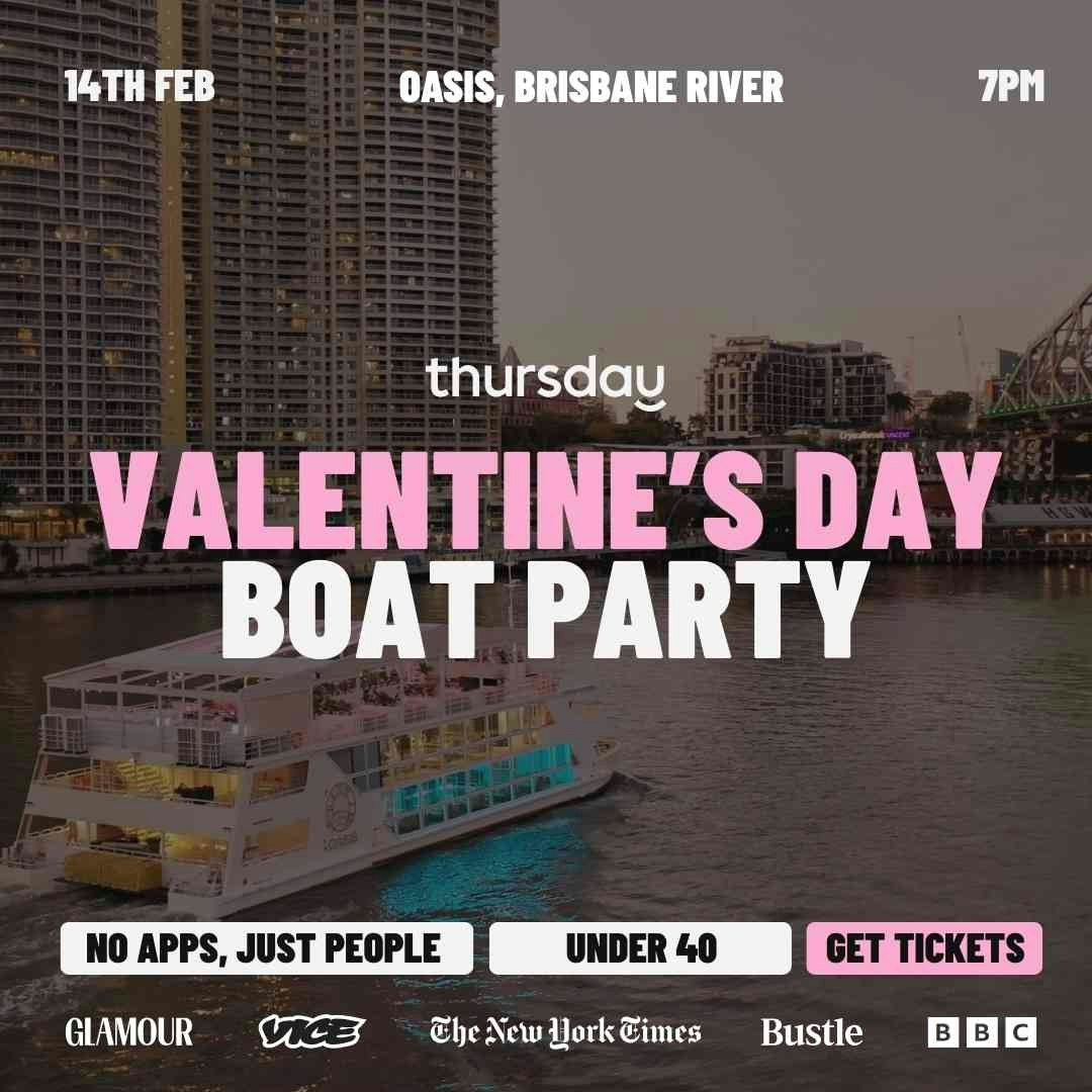 Saturday | Valentine’s Day Singles Boat Party @ Oasis (U40) | Botanic Gardens River Hub
