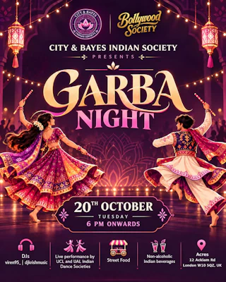 City & Bayes Indian Society presents London's Official Student Garba Night - Tuesday 20 October