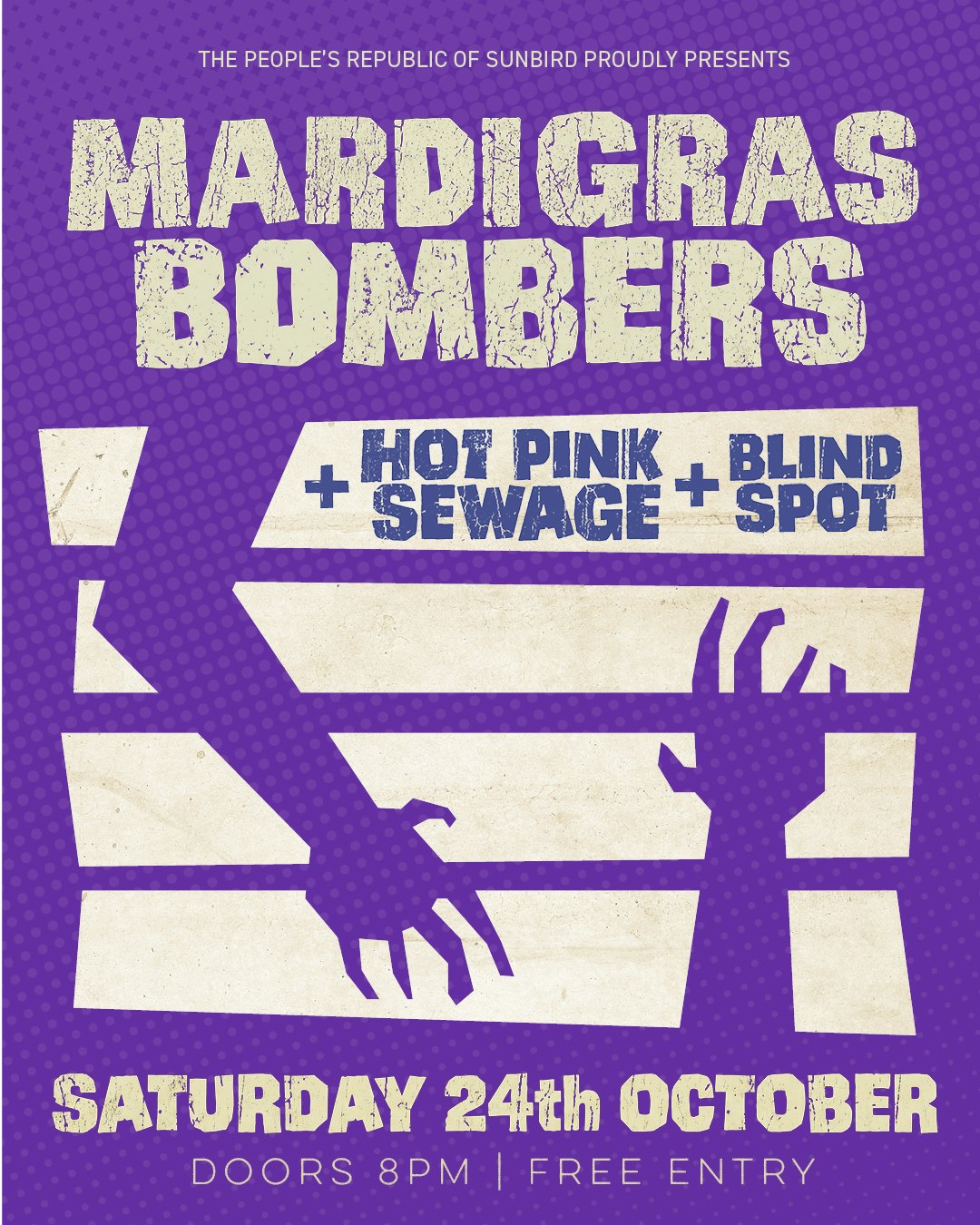 Mardigras Bombers + Hot Pink Sewage + Blind Spot – Saturday 24th October 2026 | Sunbird Records, Darwen