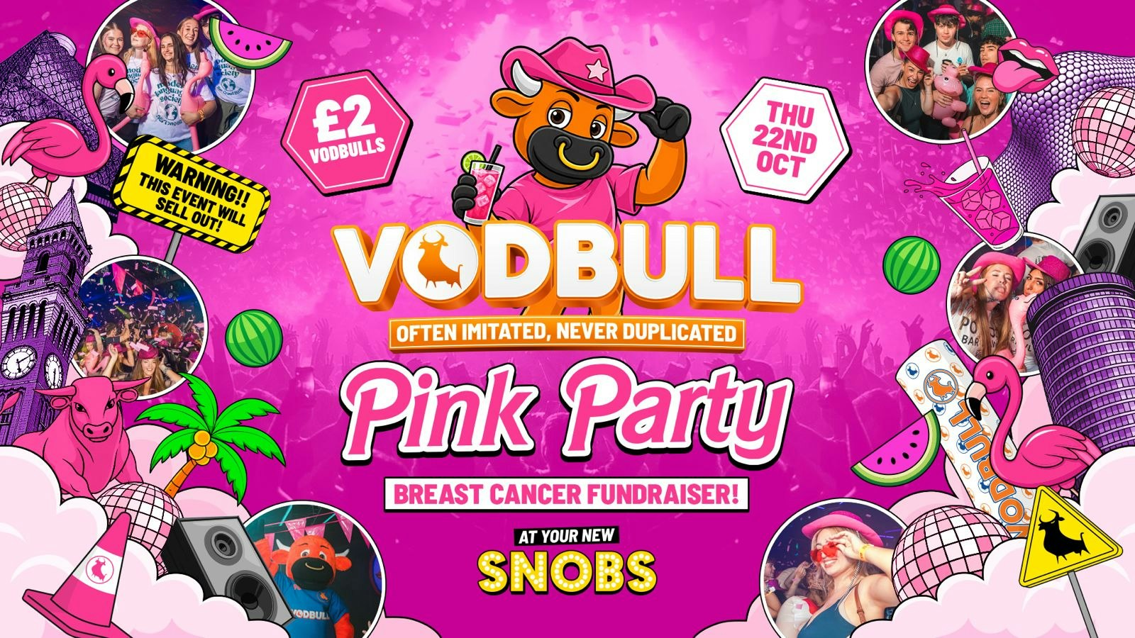 🧡 VODBULL PINK PARTY @ SNOBS BIRMINGHAM!! ⚠️[SELLING FAST!!]⚠️ 22/10
