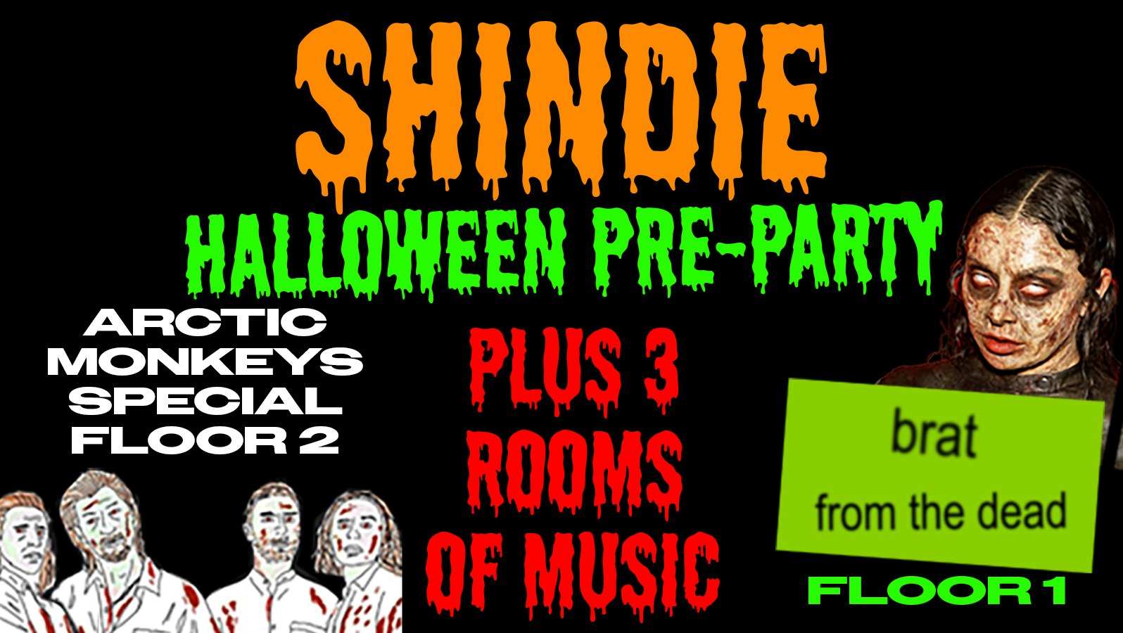 🎃 Shit Indie Disco – SHINDIE – MANCHESTER’S BIGGEST TUESDAY HALLOWEEN EVENT 🎃 3 rooms of music 🎃 🚨 1. INDIE & ARCTIC MONKEYS SPECIAL 💀 2.  POP & BRAT FROM THE DEAD CHARLI XCX RAVE 🚨🎃 BASEMENT – KARAOKE 🚨 50% Sold Out 🚨