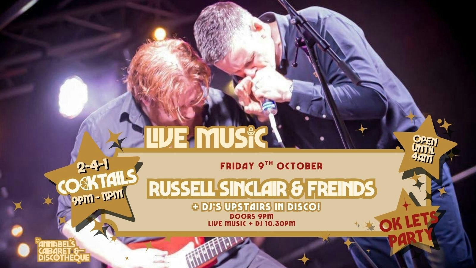 Live Music: RUSSELL SINCLAIR & FRIENDS // Annabel’s Cabaret & Discotheque