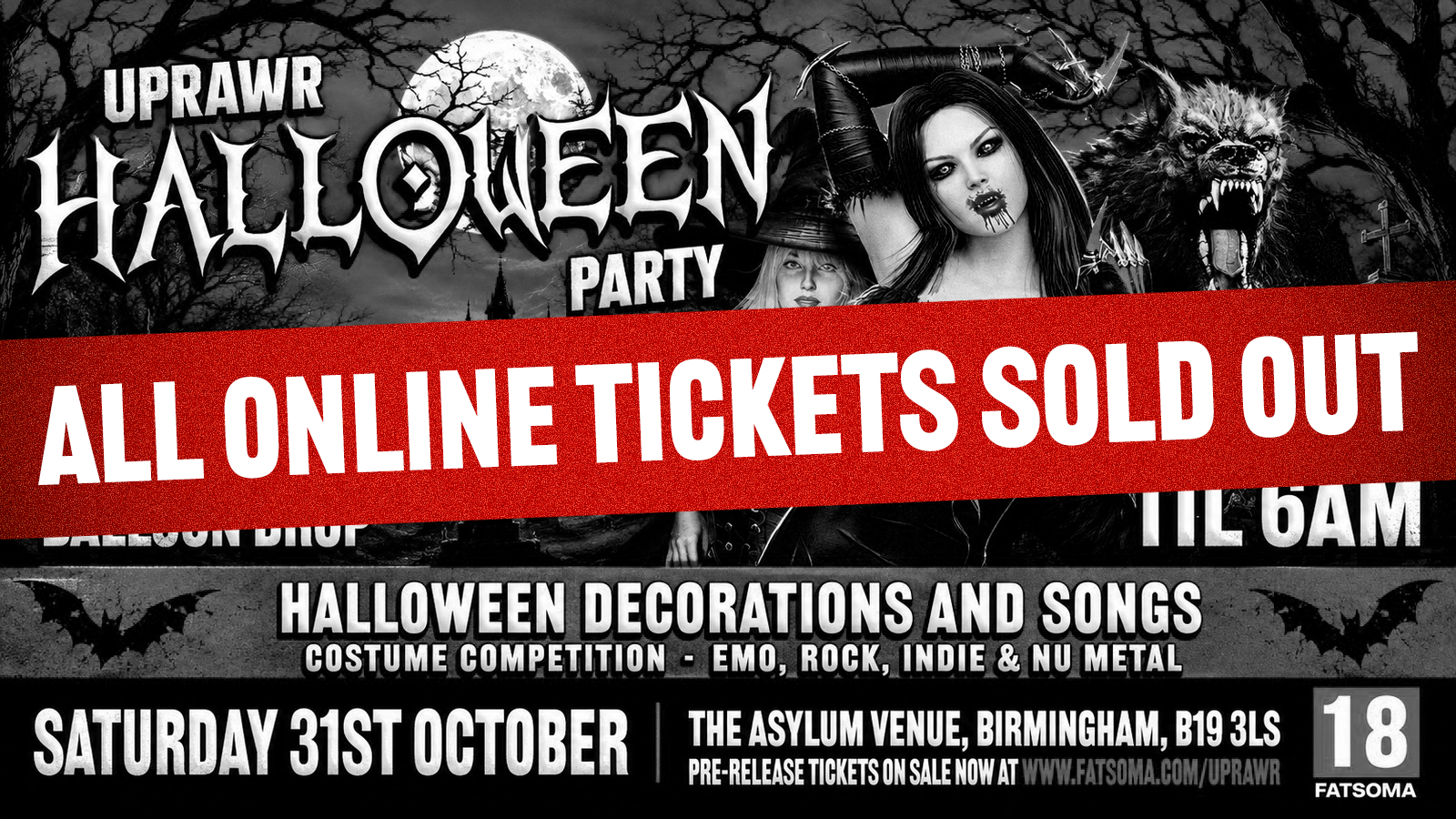 UPRAWR HALLOWEEN 2026 🎃 WIN SLAM DUNK TICKETS & AFTERPARTY TIL 6AM 👻  ALL ONLINE TICKETS SOLD OUT. – 50 TICKETS ON THE DOOR 🦇 🕸️