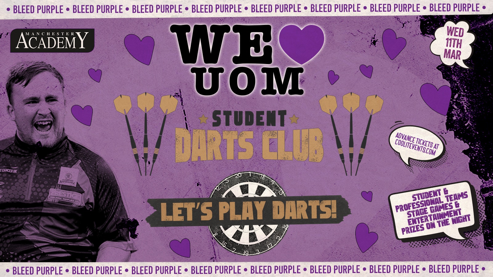WE 💜 UOM – STUDENT DARTS CLUB SPECIAL  🪩 – Manchester’s Biggest Student Darts Event!!