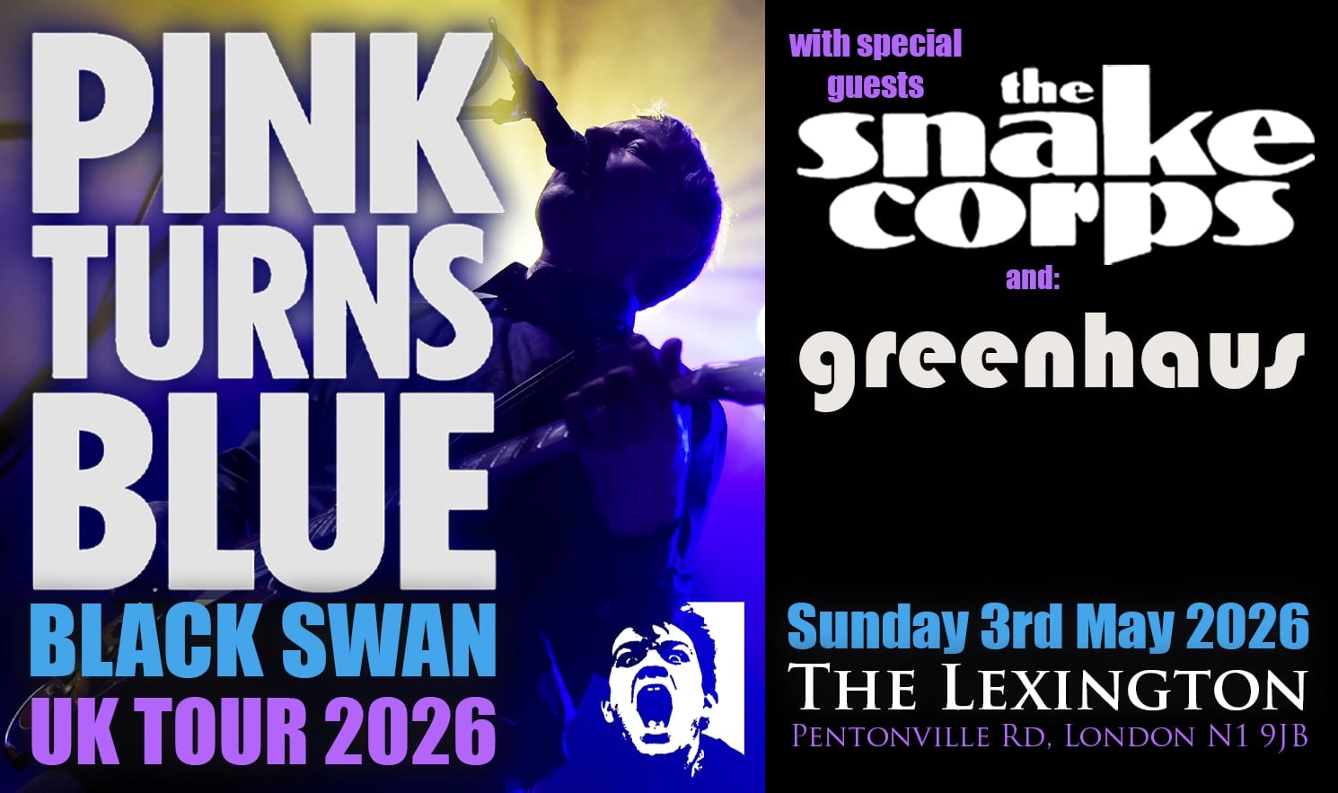 PINK TURNS BLUE • Black Swan UK Tour 2026 + The Snake Corps & Greenhaus ft David Baker (Komputer)