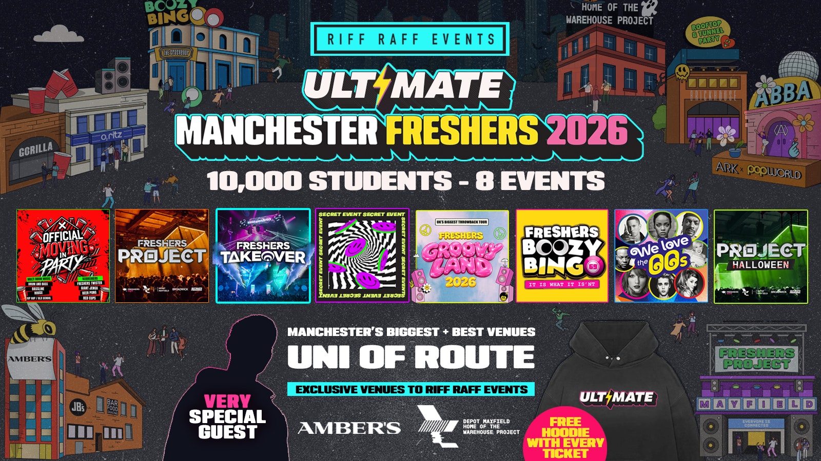 20% OFF EASTER FLASH SALE 🐣 Limited Time only! ULTIMATE RIFF RAFF FRESHERS 2026 ⚡️ UNI OF ROUTE – Sold out 15 Years Running! 👕 FREE Hoodie + Huge Artist with Every Ticket!