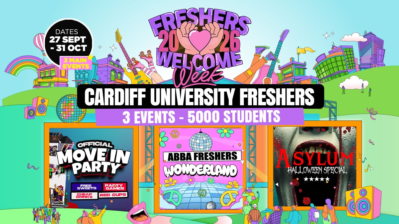 Cardiff Freshers Welcome Week 2026 🎓 – UK Largest Freshers Events – Sold Out 10 Years Running 🏆