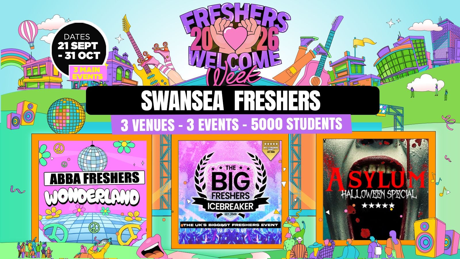 Swansea Freshers Welcome Week 2026 🎓 – UK Largest Freshers Events – Sold out 10 years Running 🏆
