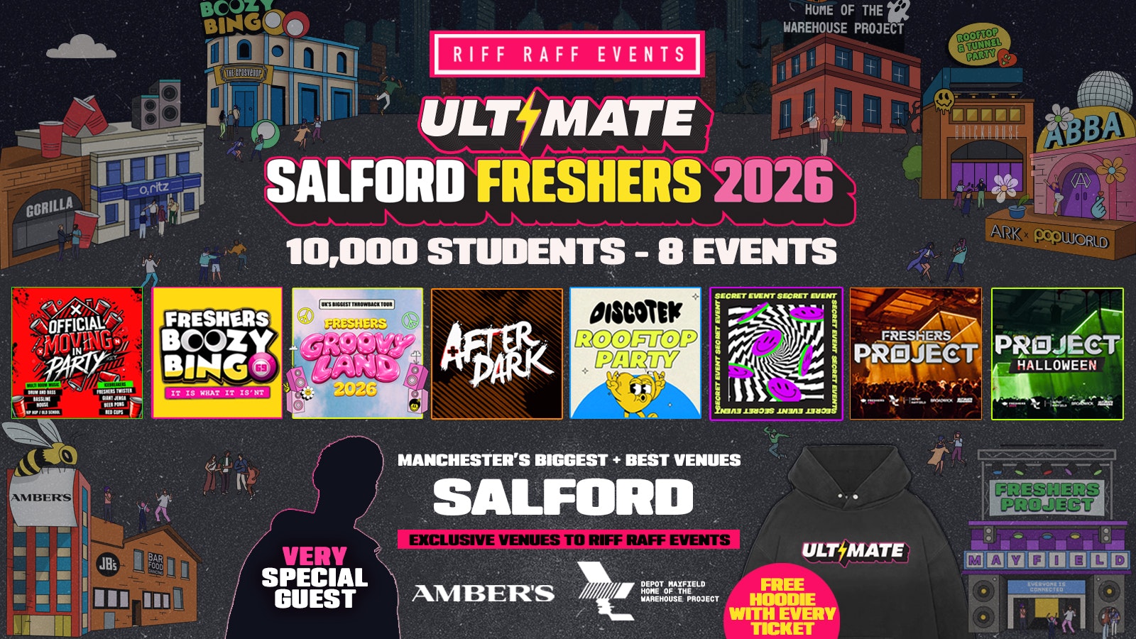 20% OFF EASTER FLASH SALE 🐣 Limited Time only! ULTIMATE RIFF RAFF SALFORD FRESHERS 2026 ⚡️- Sold out 15 Years Running! 👕 FREE Hoodie + Huge Artist with Every Ticket!