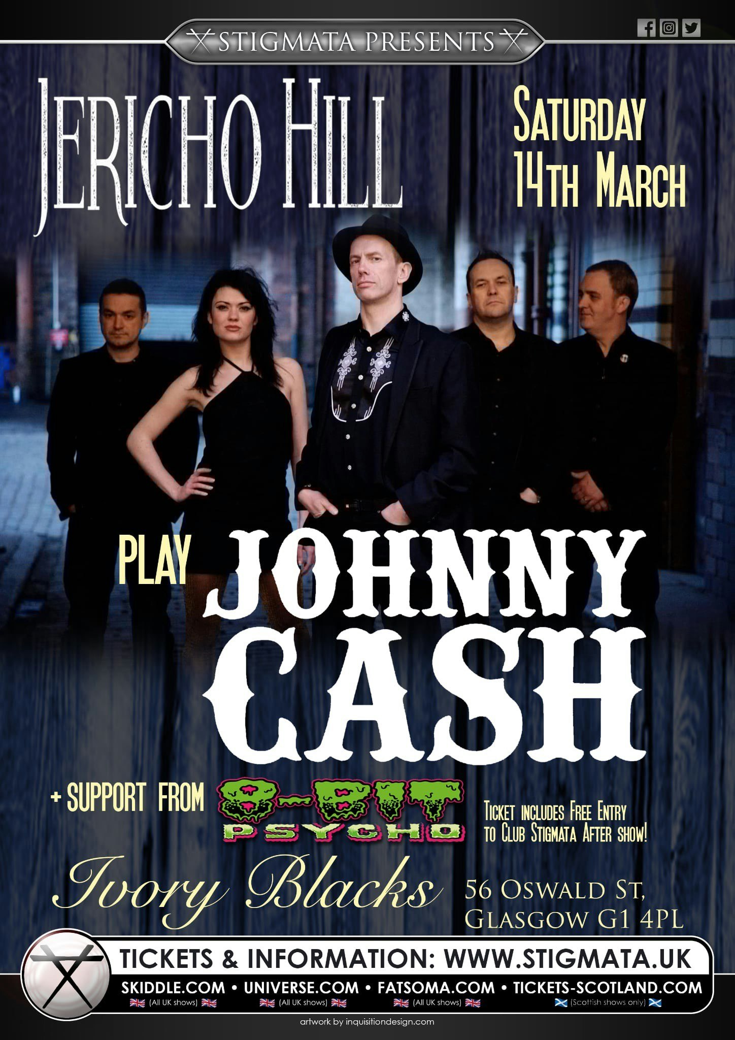 Stigmata Presents JOHNNY CASH Tribute JERICHO HILL Plus 8-BIT PSYCHO