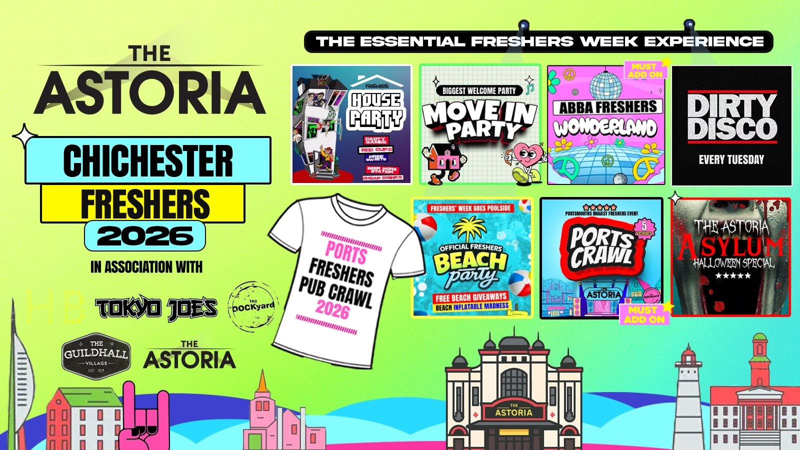 Chichester Freshers Welcome Week 2026 🎓 – 8 Huge Freshers Events – Free T-Shirt –  Sold Out 10 Years Running 🏆