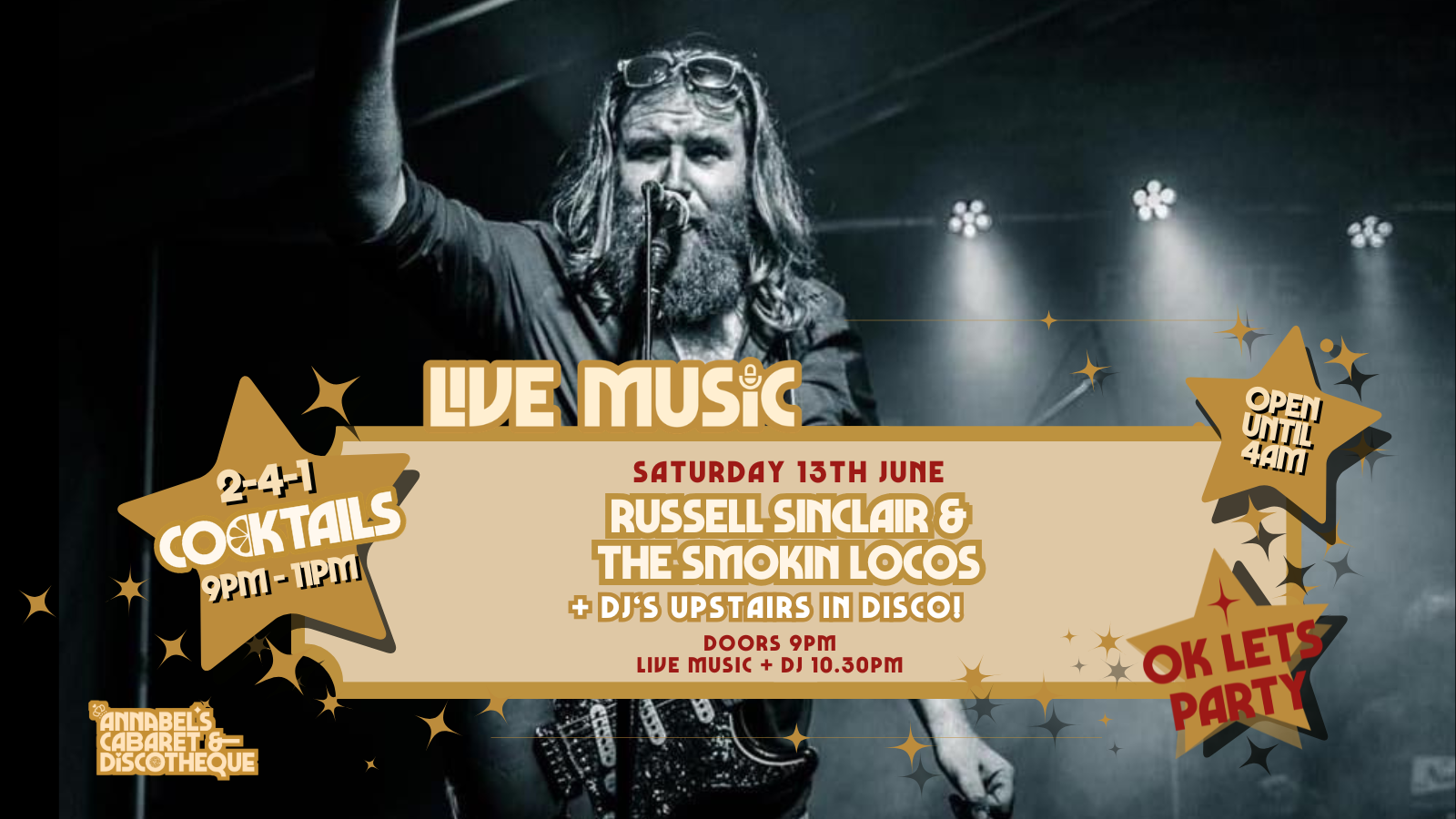 Live Music: RUSSELL SINCLAIR & THE SMOKIN’ LOCOS // Annabel’s Cabaret & Discotheque