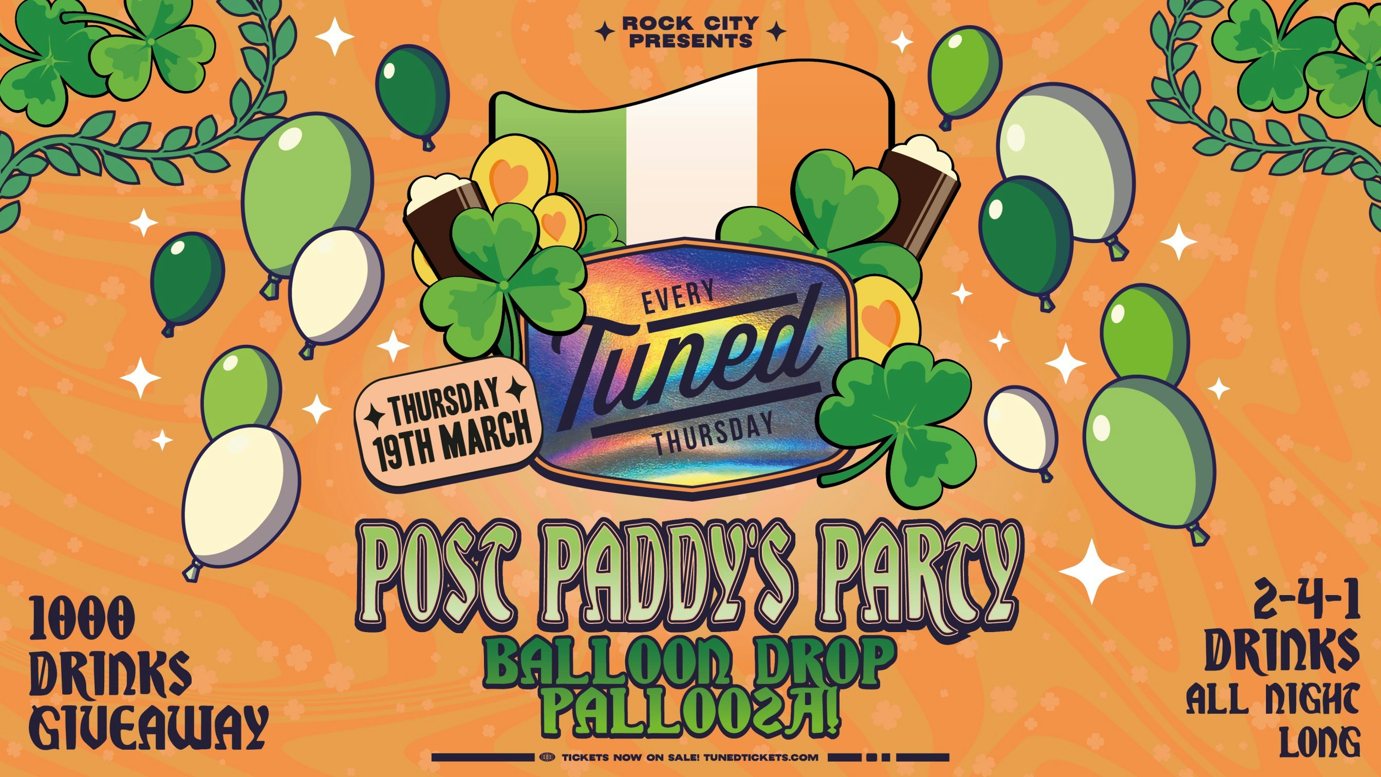 Tuned – POST PADDY’S PARTY! (BALLOON DROP PALOOZA) – Nottingham’s Biggest Student Night – 2-4-1 Drinks All Night Long – (inc Silent Disco In Beta Room) 19/03/26