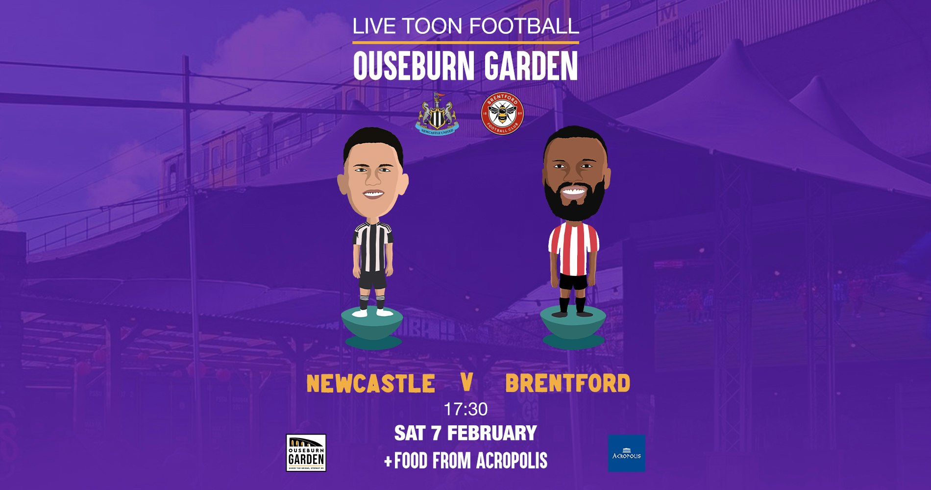 Newcastle v Brentford live @ Ouseburn Garden