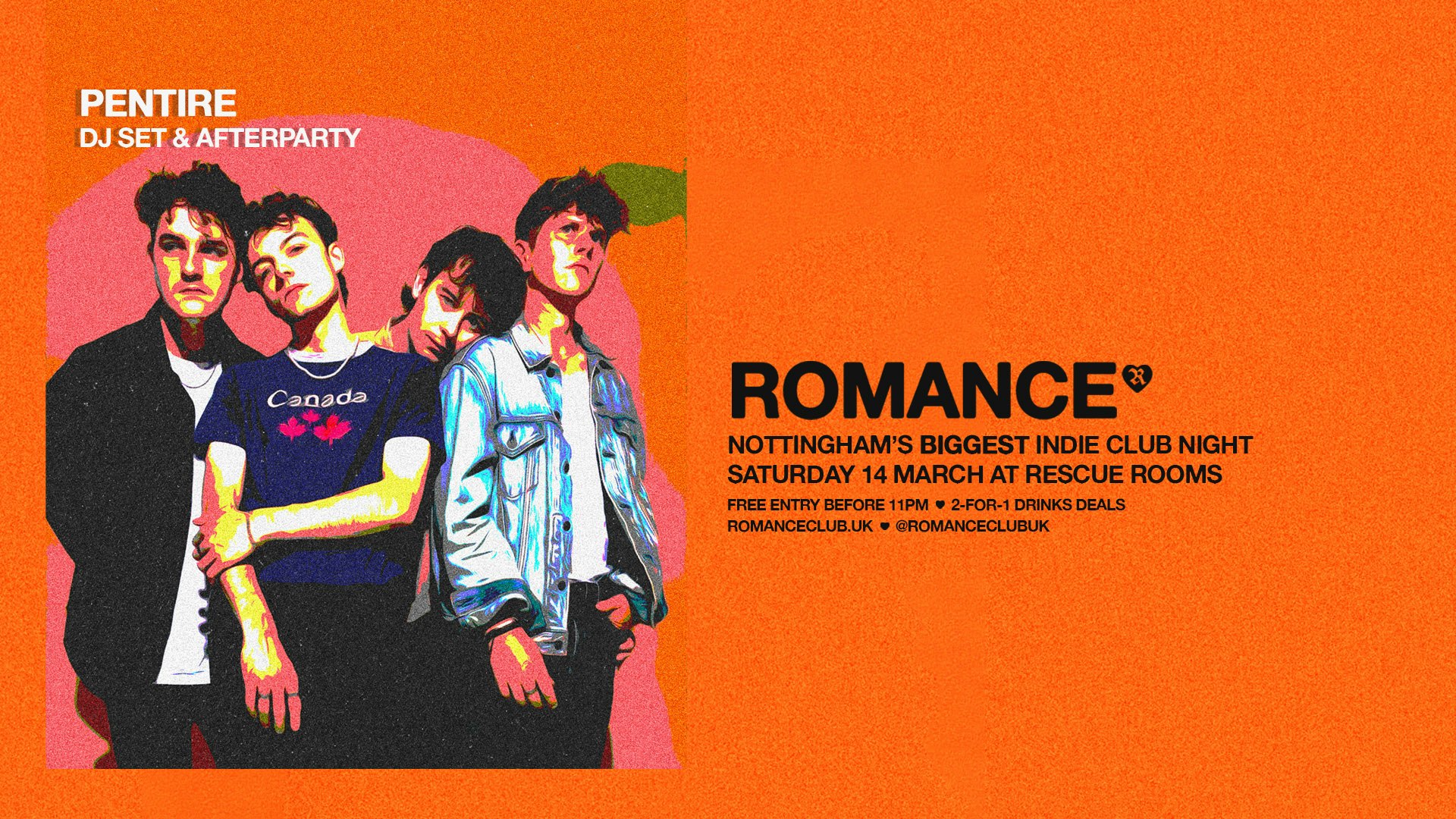 ROMANCE 🧡 Pentire DJ Set 💚 Nottingham’s biggest indie club night