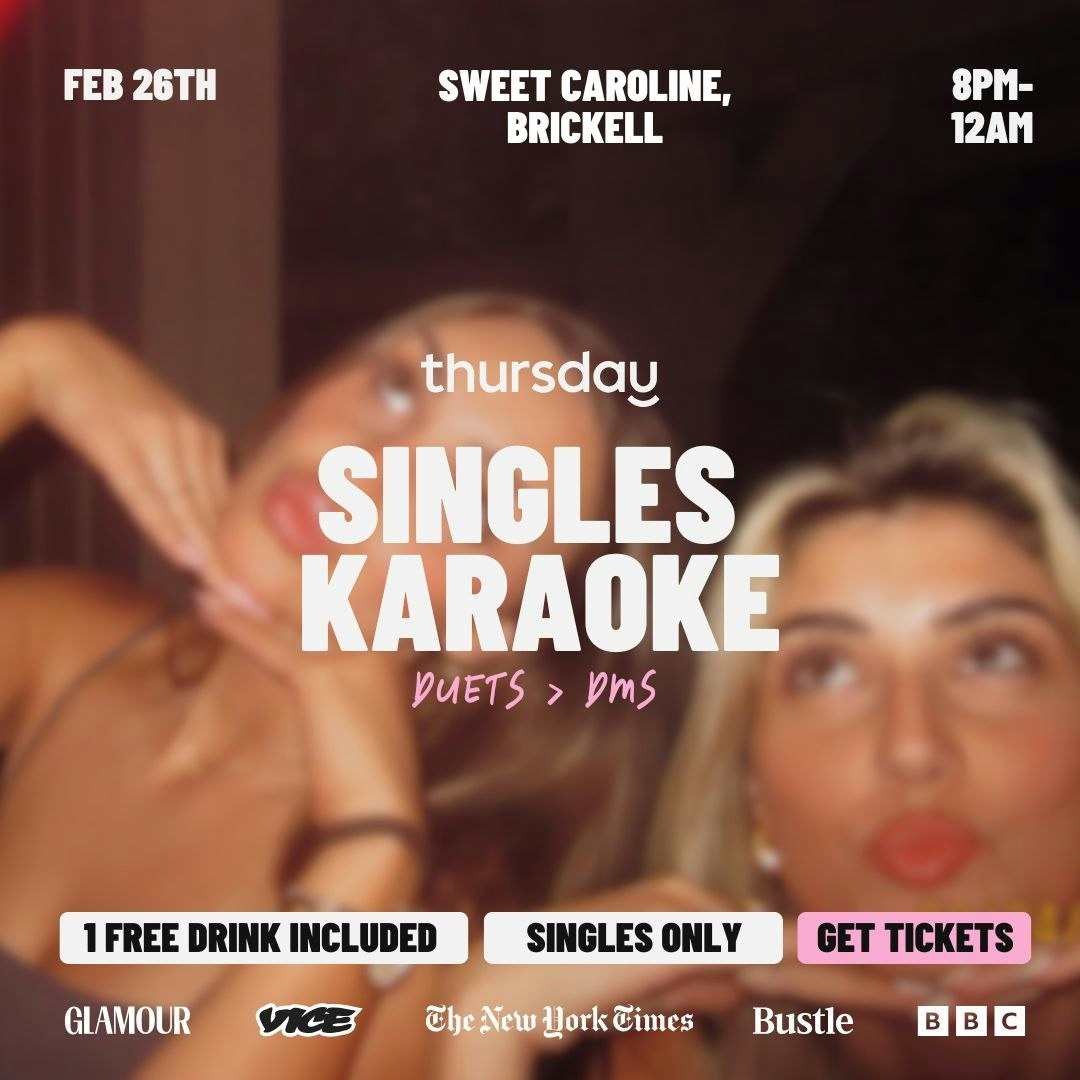 Thursday | Singles Karaoke Night 🎤 Sweet Caroline | Brickell