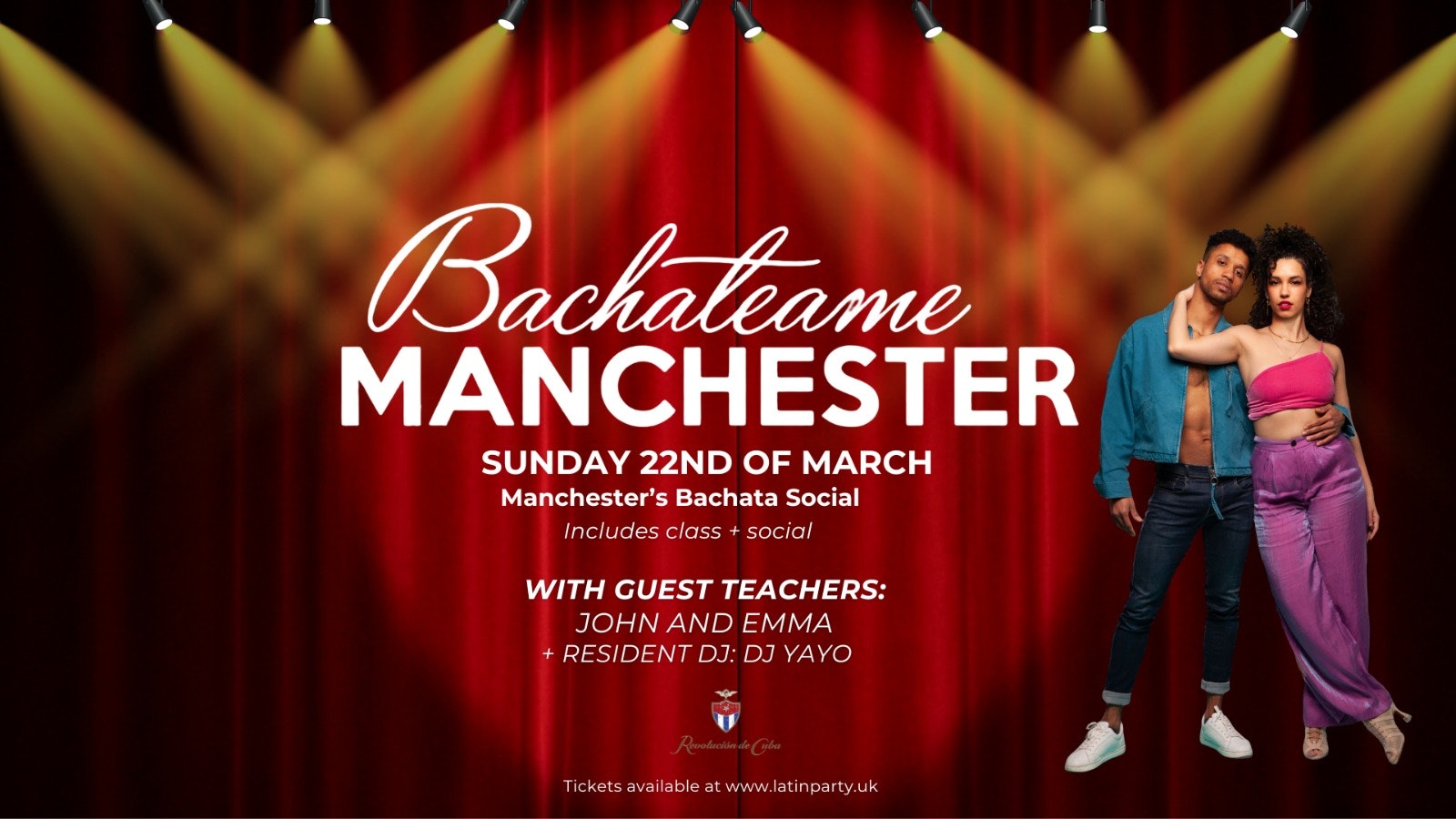 Bachateame Manchester with John and Emma  – Sunday 22nd March | Revolution de Cuba