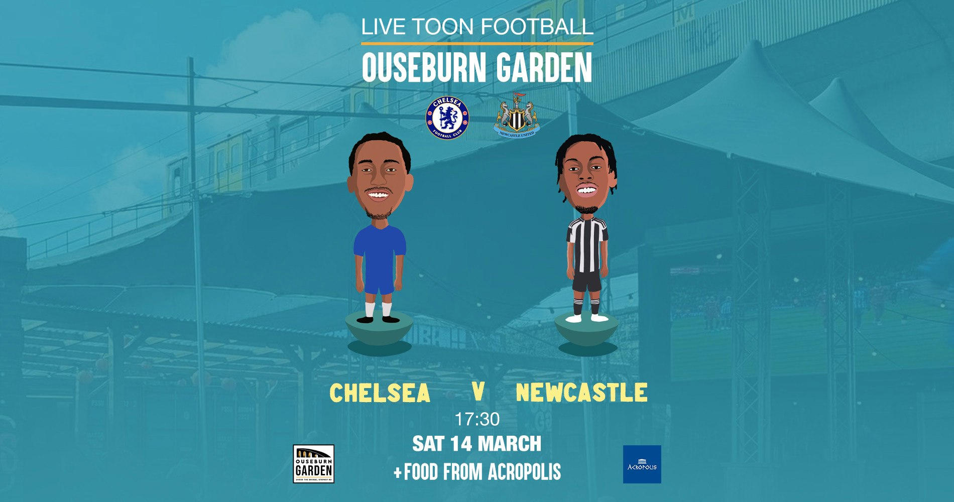 Chelsea v Newcastle Live @ Ouseburn Garden