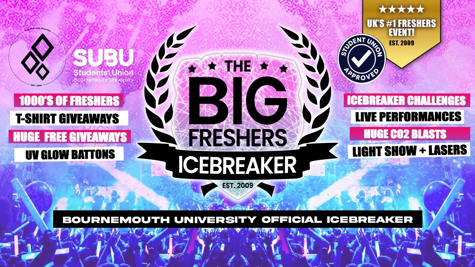 Bournemouth’s OFFICIAL Big Freshers Icebreaker – UK Largest Freshers Events – Sold Out 10 Years Running 🏆