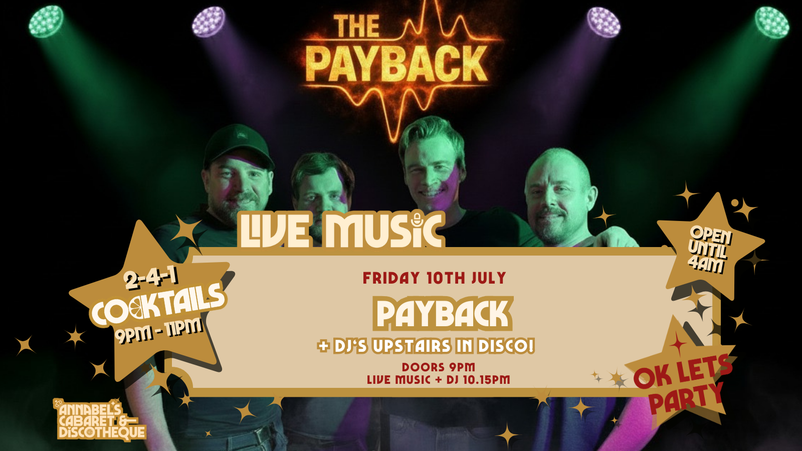 Live Music: THE PAYBACK // Annabel’s Cabaret & Discotheque