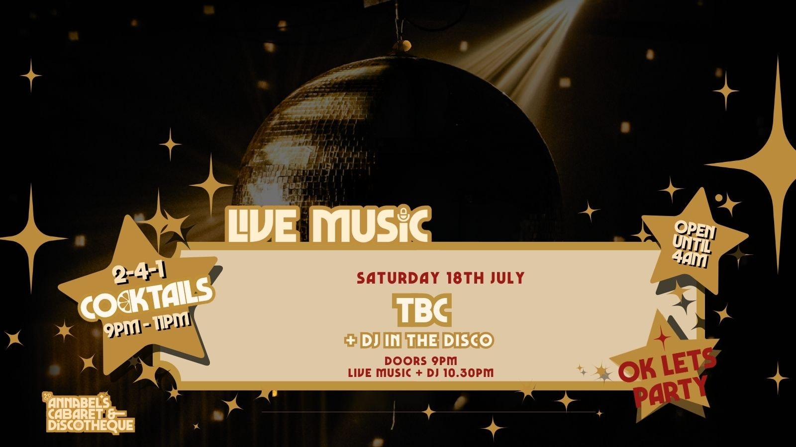 Live Music: TBC // Annabel’s Cabaret & Discotheque