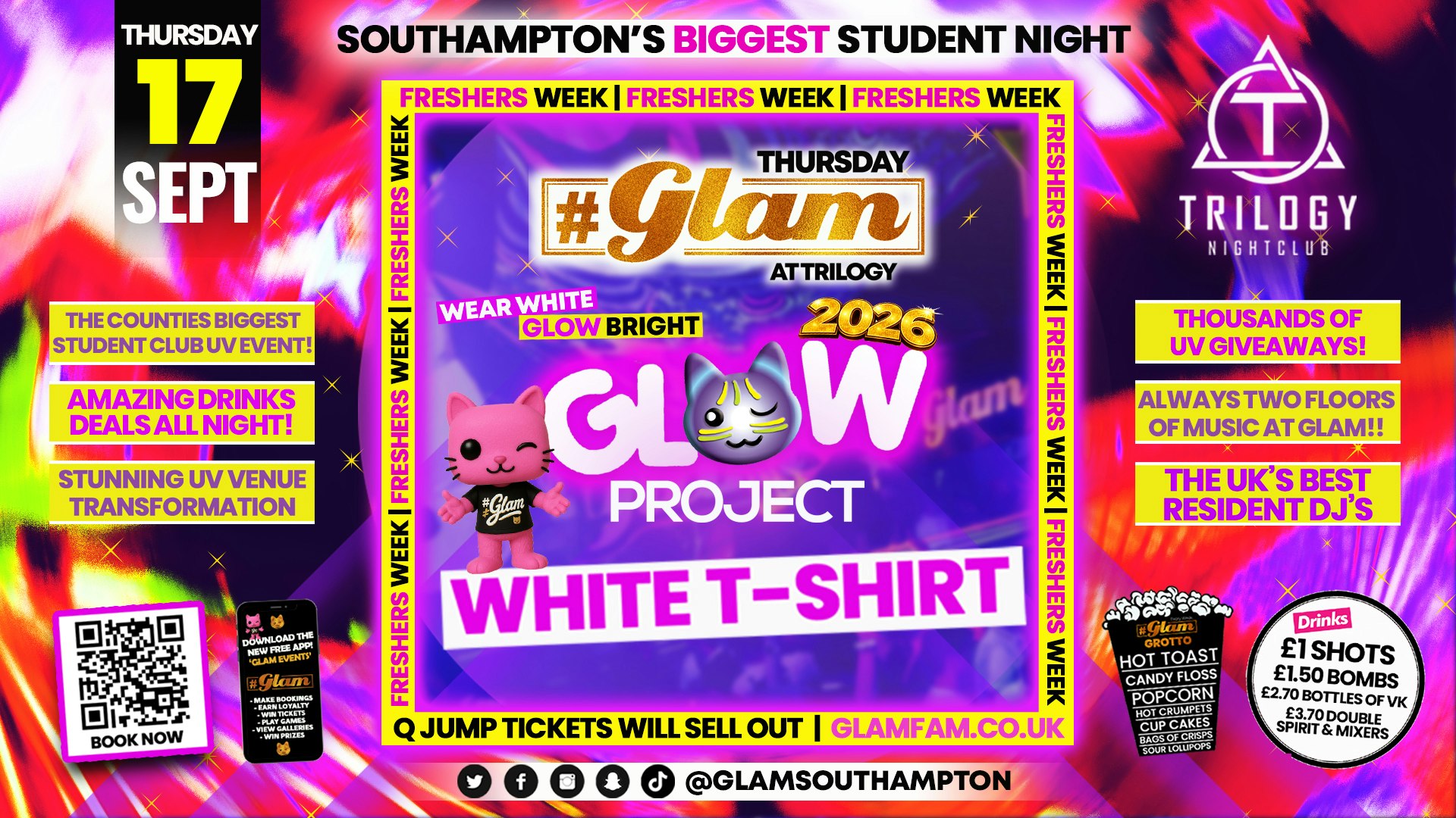 😻 Glam Thursdays | FRESHERS GLOW PROJECT! 🤩 Southampton’s Best Student Night! 😻 £1 Shots All Night! 🥃
