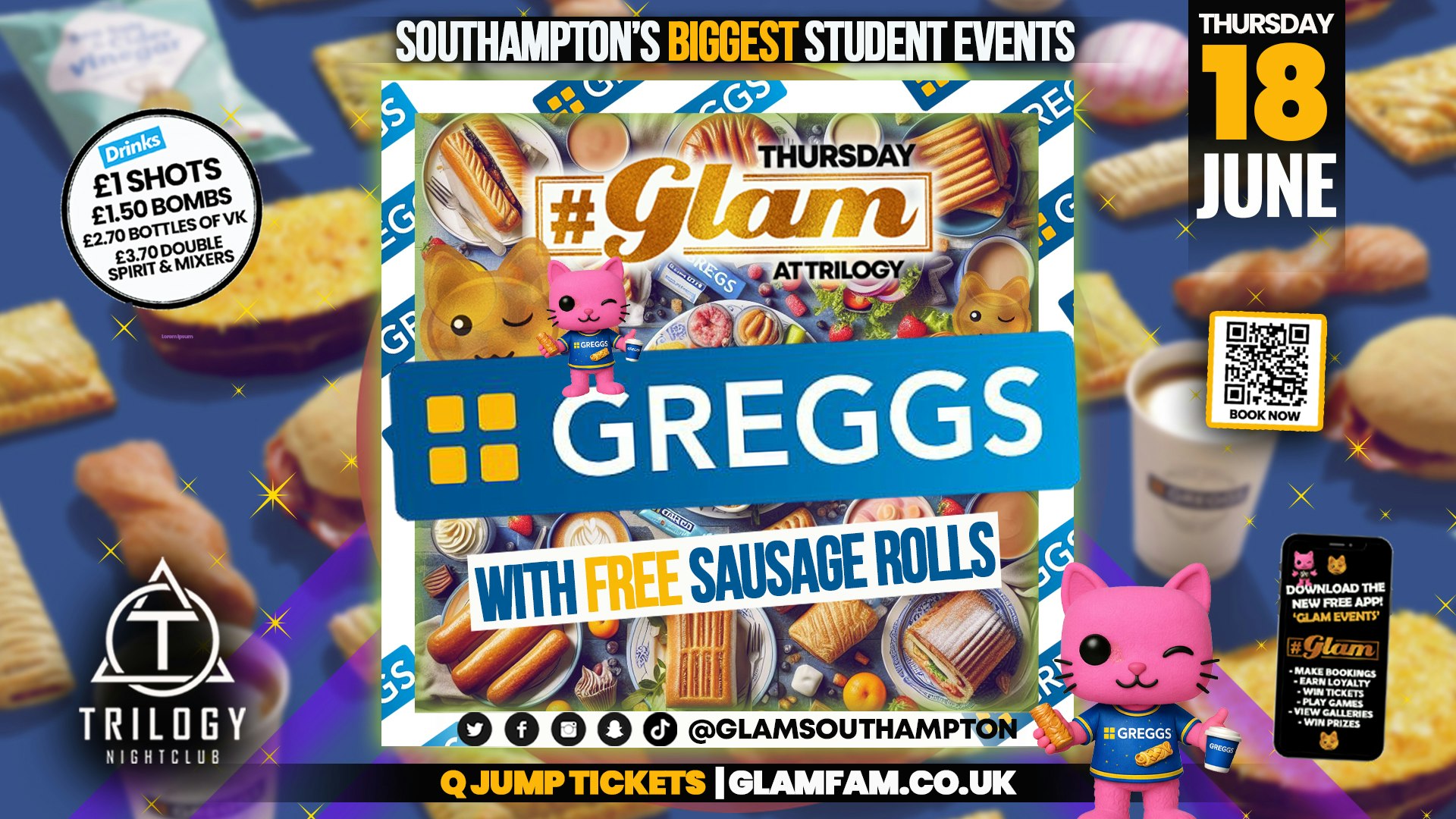 Glam Thursdays | GREGGS PARTY! 🌭Southampton’s Best Week Night! 😻 £1 Shots All Night! 🥃