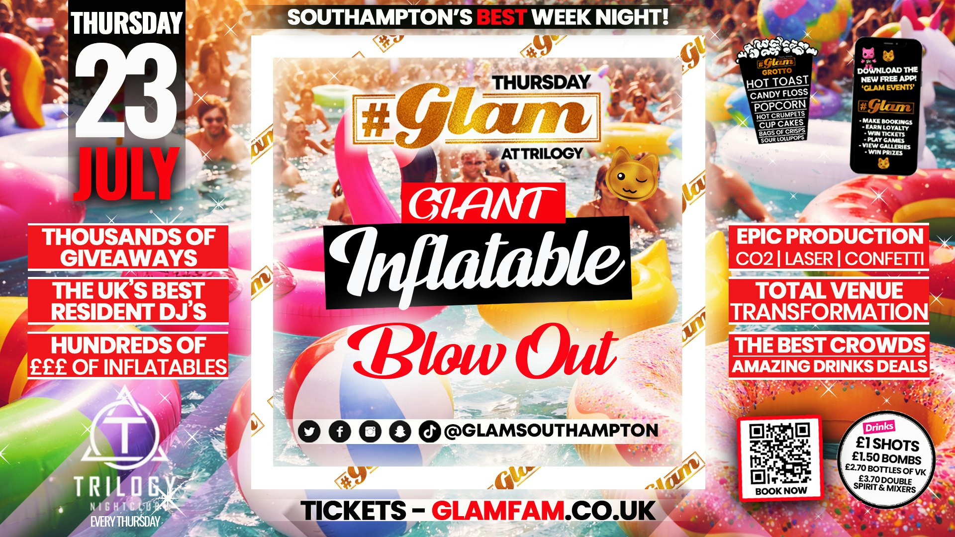 Glam Thursdays | Inflatable Takeover! 😍 Southampton’s Best Week Night! 😻 £1 Shots All Night! 🥃