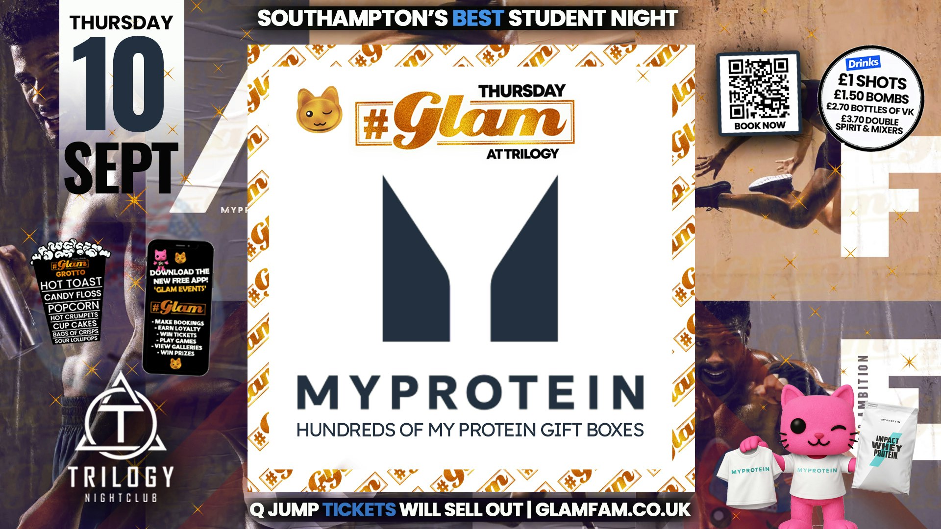 Glam Thursdays | 💪🏻 MY PROTEIN GIVEAWAY! 💪🏽Southampton’s Best Student Night! 😻 £1 Shots All Night! 🥃