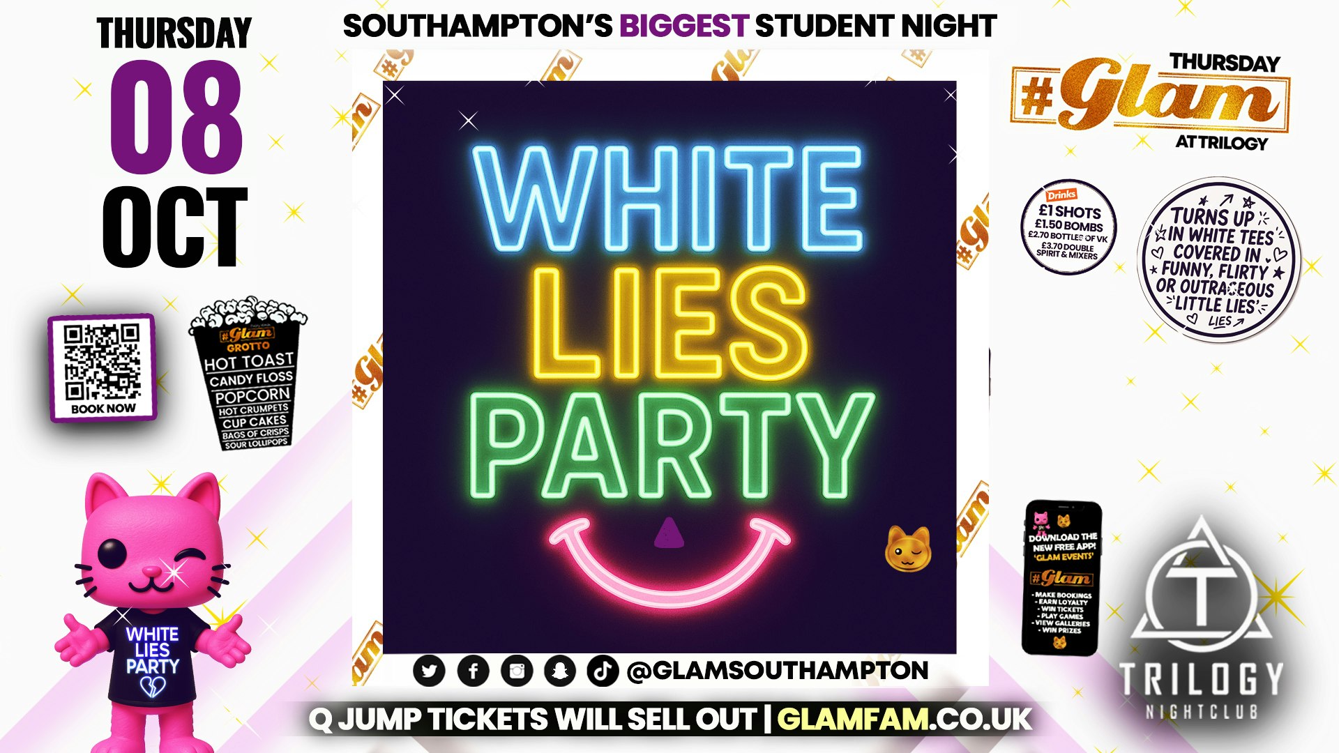 😻 Glam Thursdays | 🙉 WHITE LIES!! 🤫 Southampton’s Best Student Night! 😻 £1 Shots All Night! 🥃