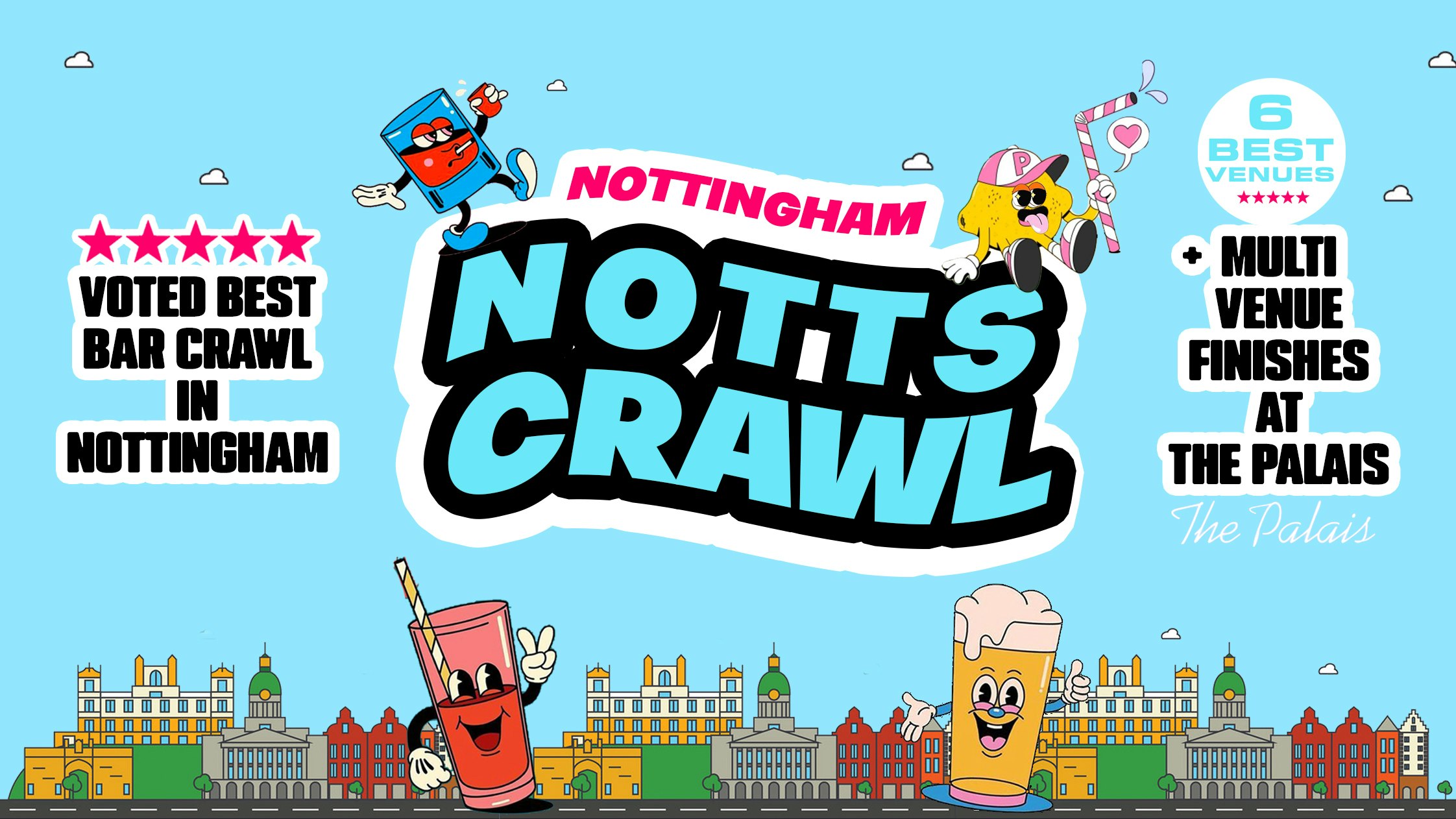 FRESHERS NOTTS BAR CRAWL 2026 ⚡️ Nottinghams Biggest Bar Crawls Sold Out 15 years Running! 👕 FREE T-Shirt with Every Ticket!