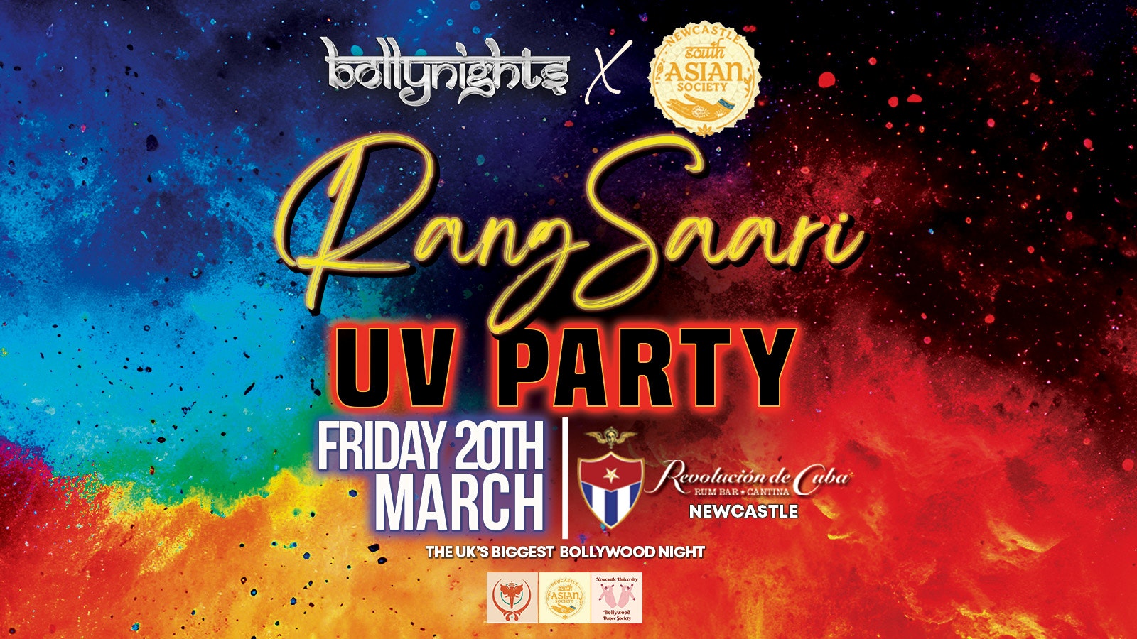 Bollynights Newcastle – HOLI Special | FRIDAY 20th March | Revolución de Cuba