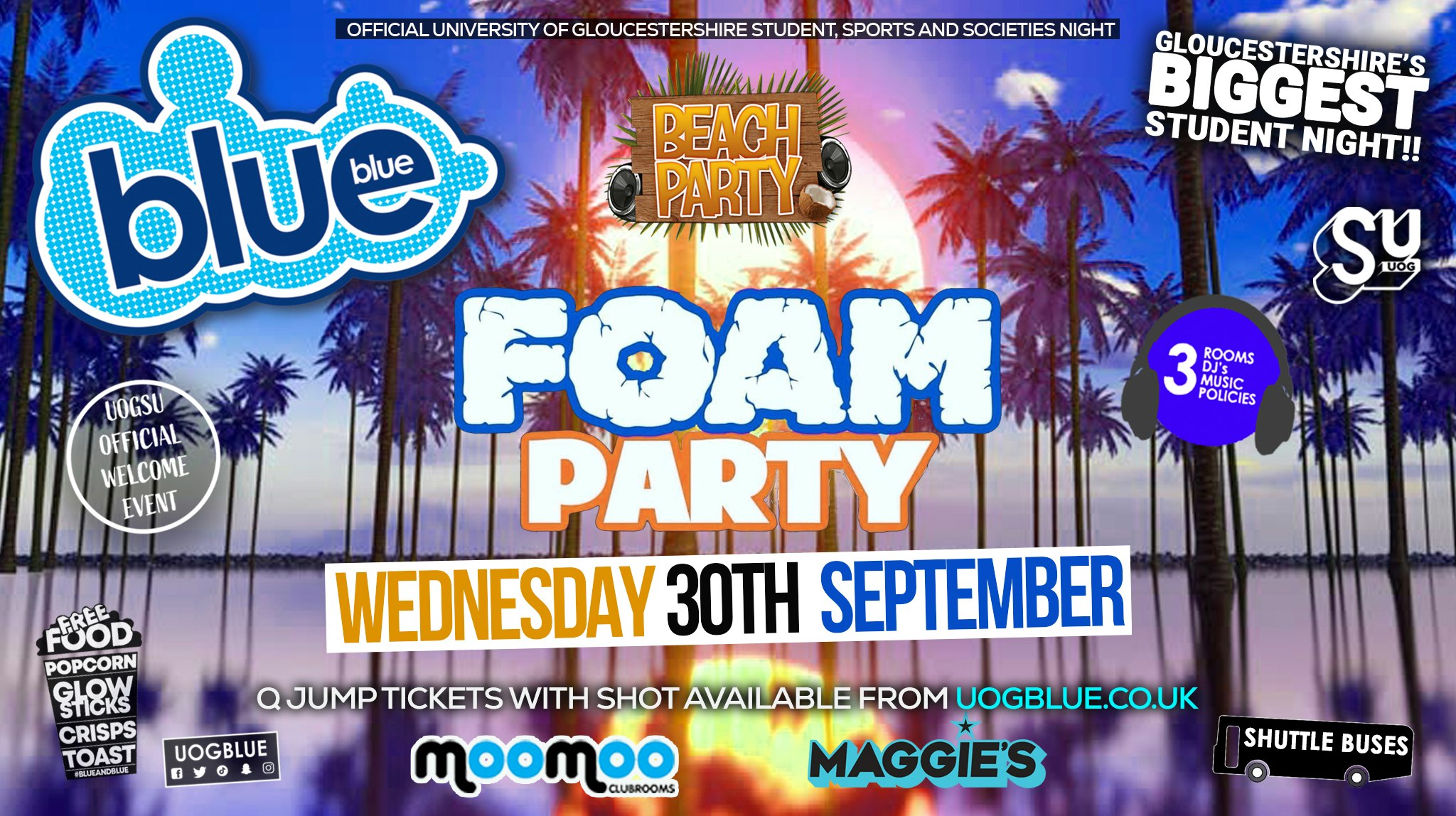 Blue & Blue Wednesdays |  😎 BEACH FOAM PARTY! ☀️ Gloucestershire’s Biggest Student Night! 🤯
