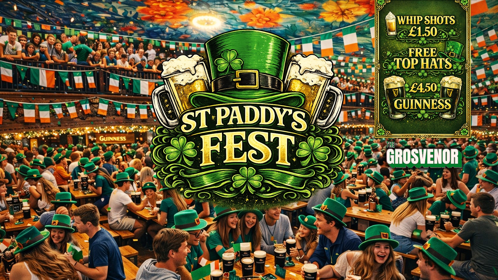 ST PADDY’S FEST 🇮🇪 INCLUDES ENTRY TO AMBERS FOR THE AFTER PARTY 💚 Manchester’s Biggest St.Paddy’s Event ☘️  90% SOLD OUT