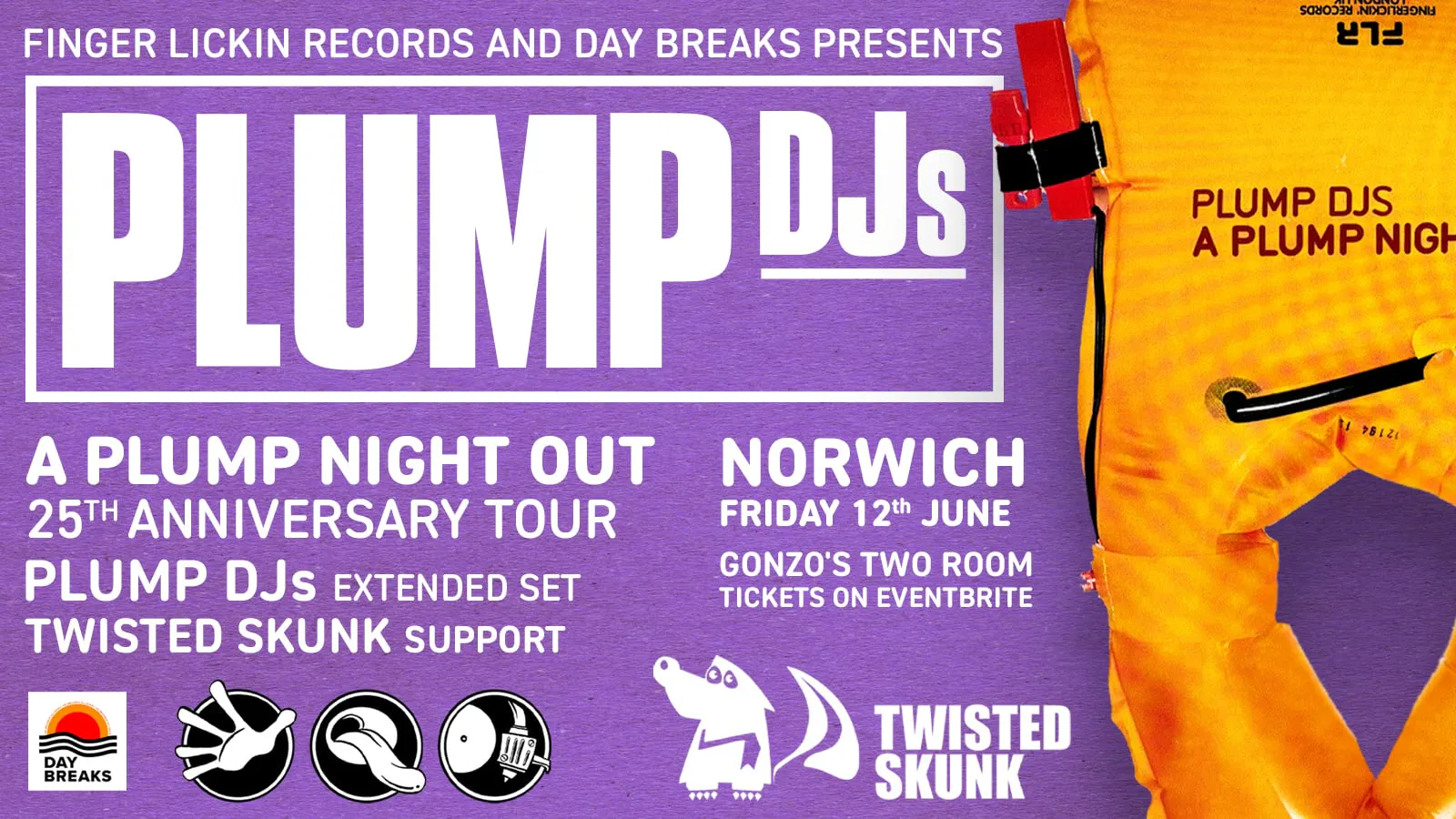 Twisted Skunk presents Plump Djs at Gonzo's Tea Room, Norwich on