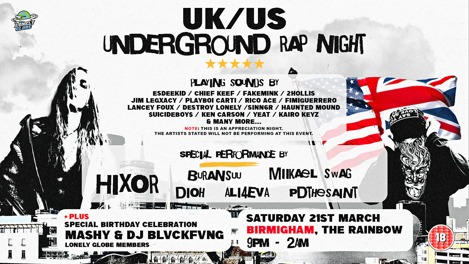 UK/US UNDERGROUND RAP NIGHT - Birmingham at The Rainbow, Birmingham on ...