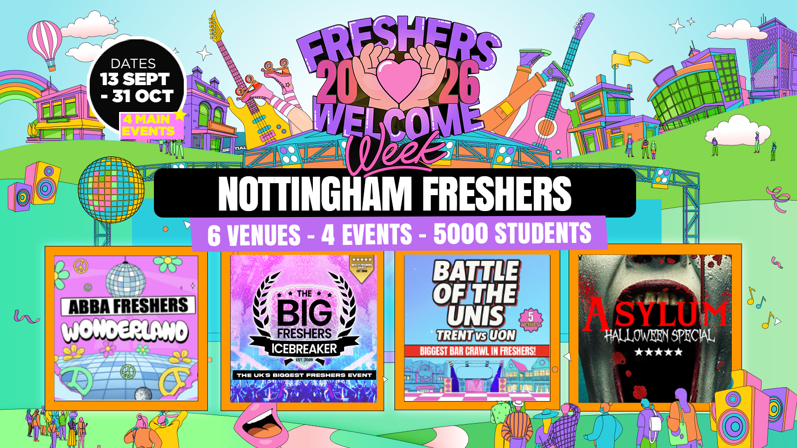 Nottingham Freshers Welcome Week 2026 🎓 – TRENT – UK Largest Freshers Events- Sold Out 10 Years Running 🏆