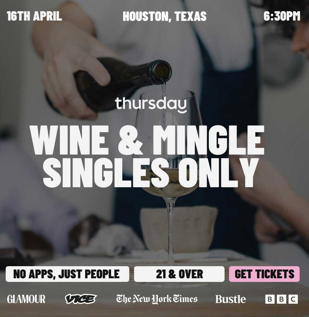 THURSDAY | Wine & Mingle Singles Only City Cellars (21+) | Houston